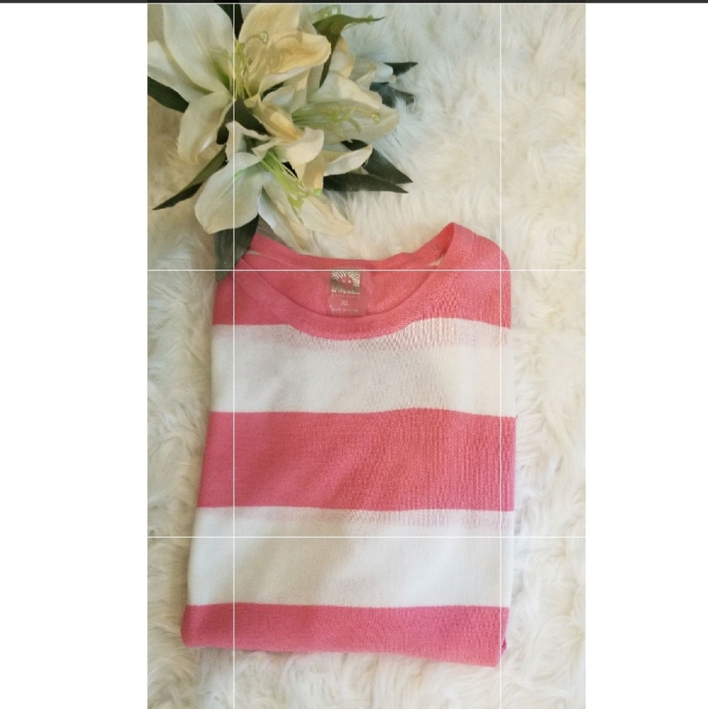 Anne Klein Pink & White Sweater
